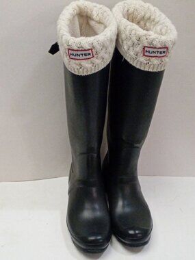 Hunter Black Knee High Tall Adjustable Winter & Rain Boots Women's Size US 10